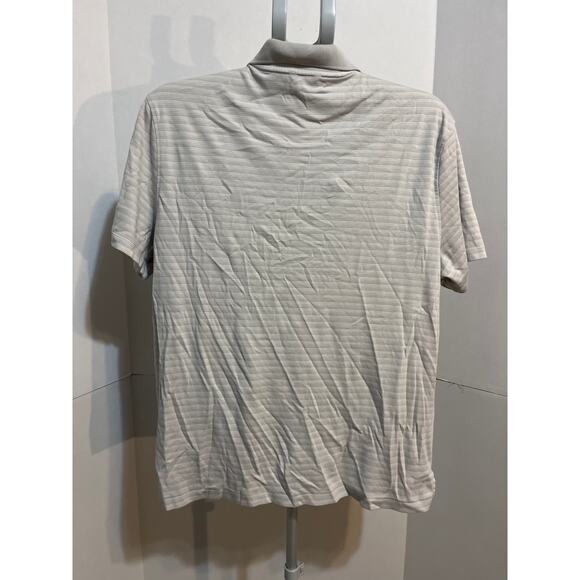 Calvin Klein Men’s Polo Shirt Large Gray Stripe Short Sleeve Button Collar - Picture 6 of 8